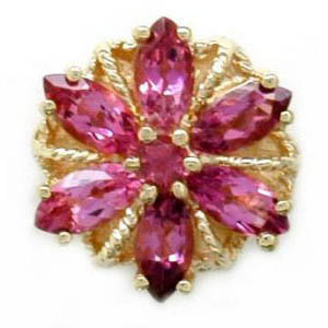 A3002 14K SLIDE WITH MARQUISE PINK TOURMALINE IN A FLOWER DESIGN 